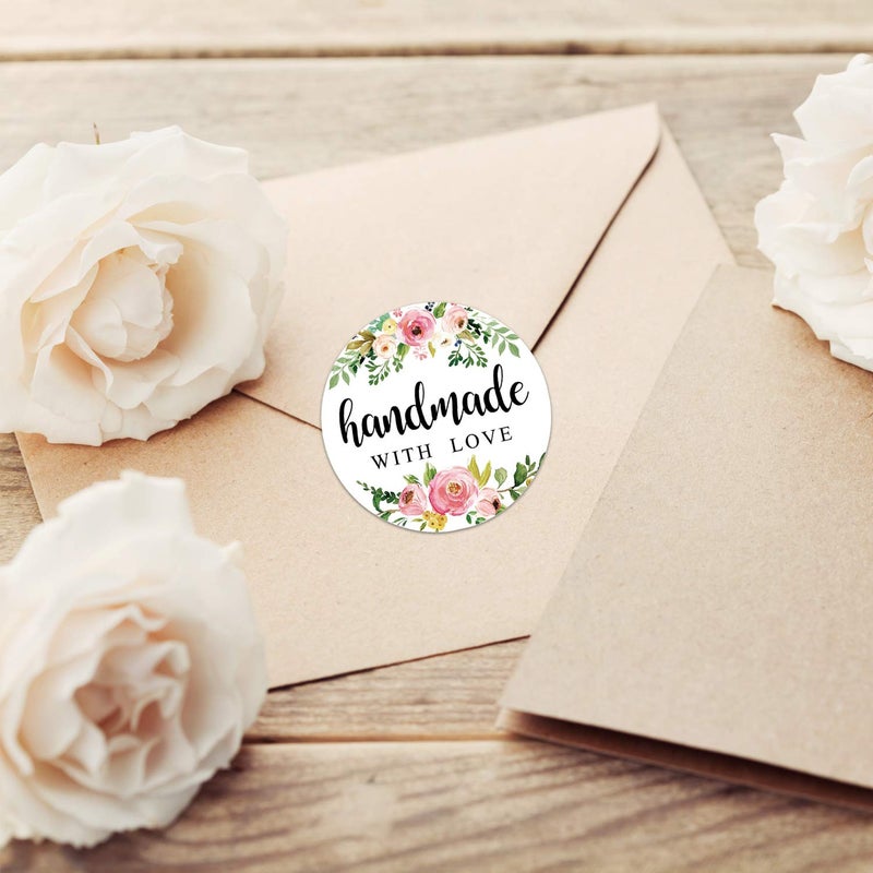 Giftideaworkshop 1.4 Inch Floral Handmade Stickers, 500 Round Adhesive Label Stickers, Perfect for Baking, Craft Projects, Gift Package Decoration - Image 4
